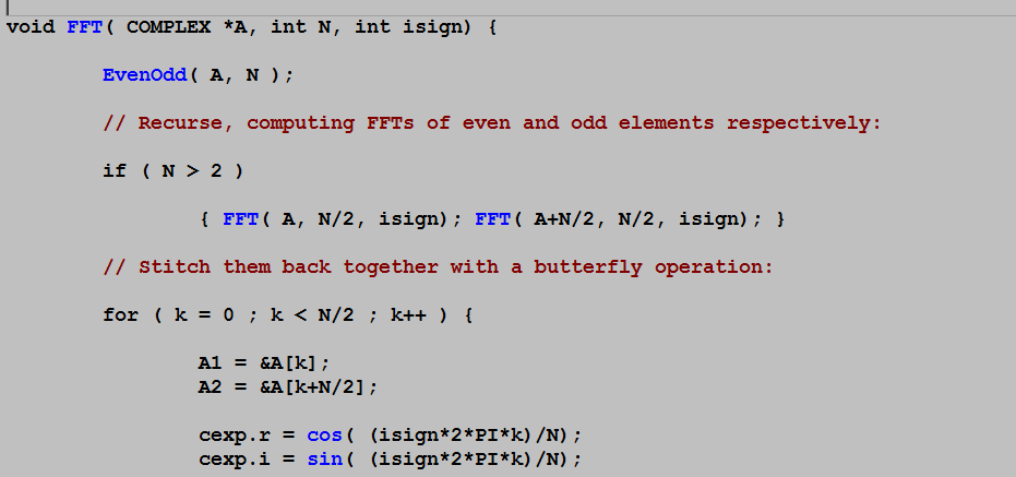 FFT algorithm pseudo code