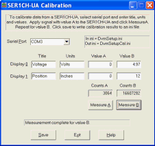 SER1CH-UA CALIBRATION PROGRAM SCREEN