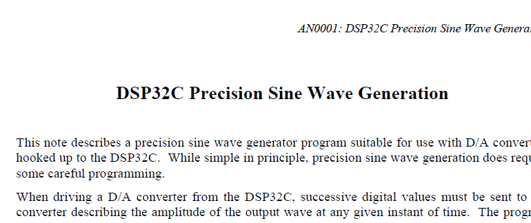 DSP32C SINE WAVE TEXT